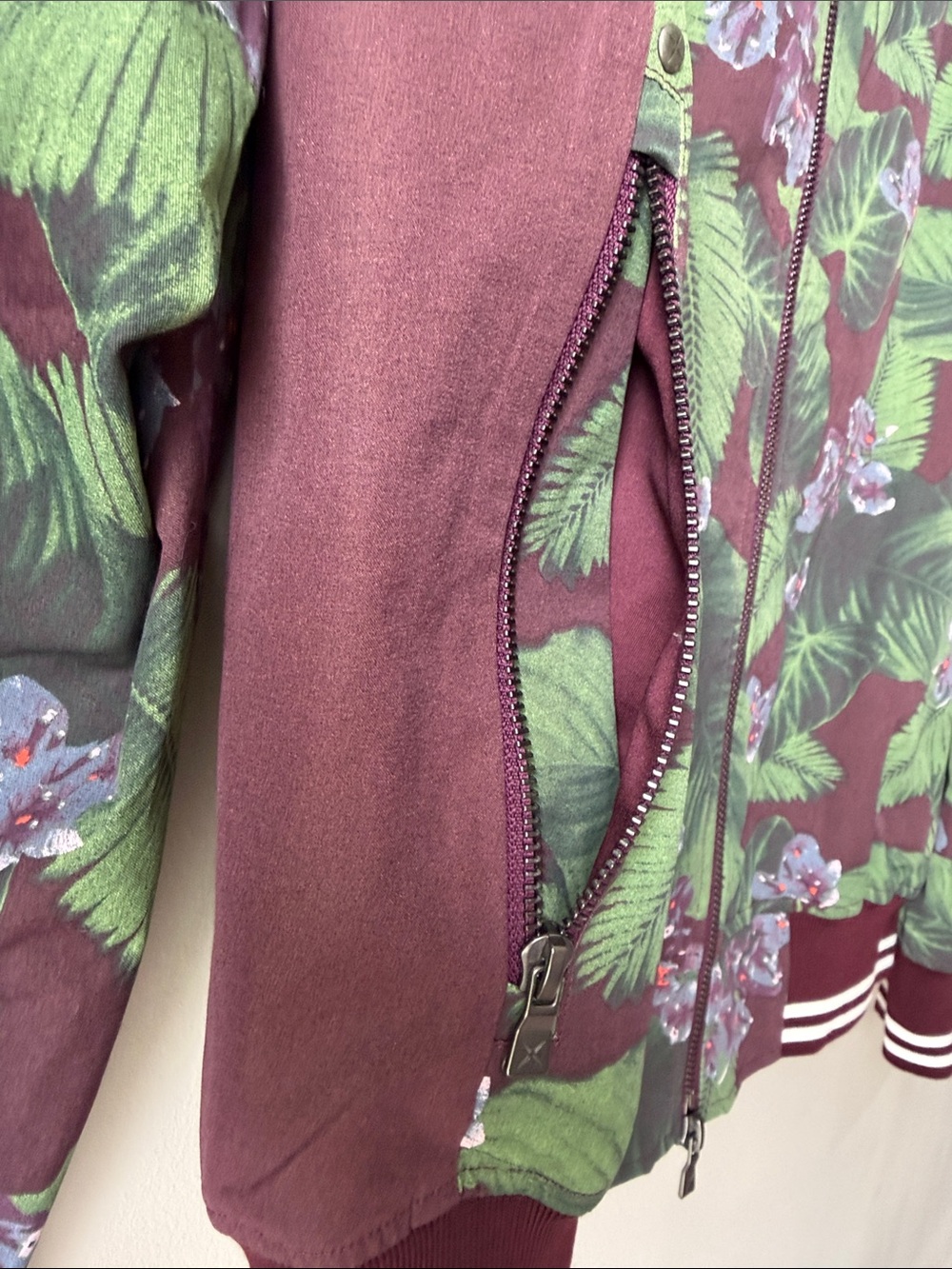 GSTQ Floral Pinstripe Bomber Jacket in Green Men’s Medium - Picture 7 of 16